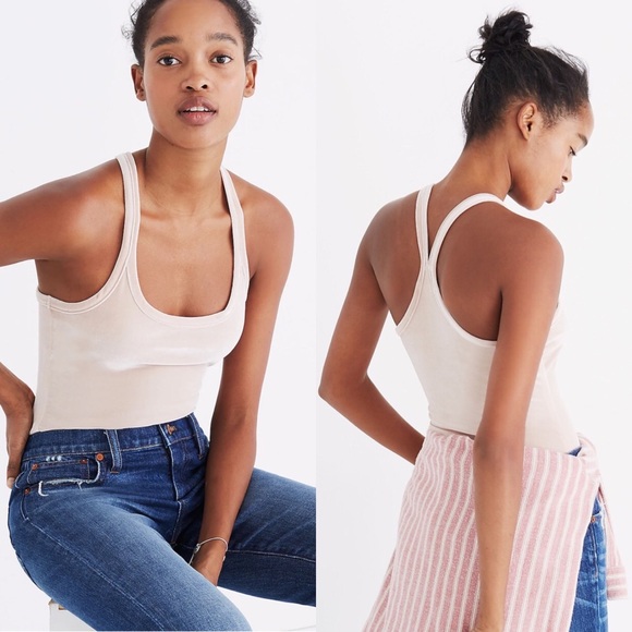 Madewell Velvet Racerback Bodysuit Size Large - Picture 2 of 13